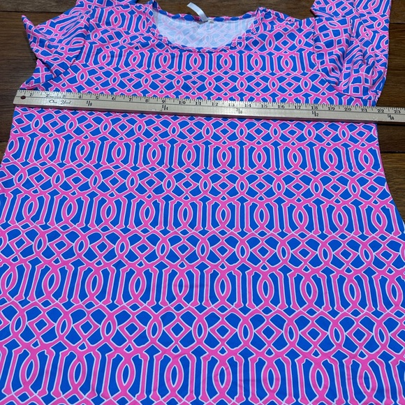 Lulu B 3/4 sleeve travel dress XL hot pink geometric "sea knot" pattern - Picture 5 of 8